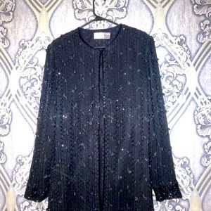 Vintage 80s Black sequence blouse by Judith Ann Creations! Sparkles!